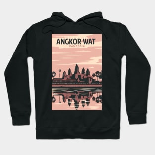 A Vintage Travel Art of Angkor Wat - Cambodia Hoodie